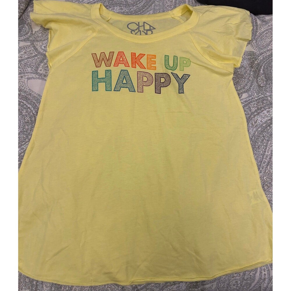 NWOT Size 14 Chaser Yellow Wake Up Happy Top